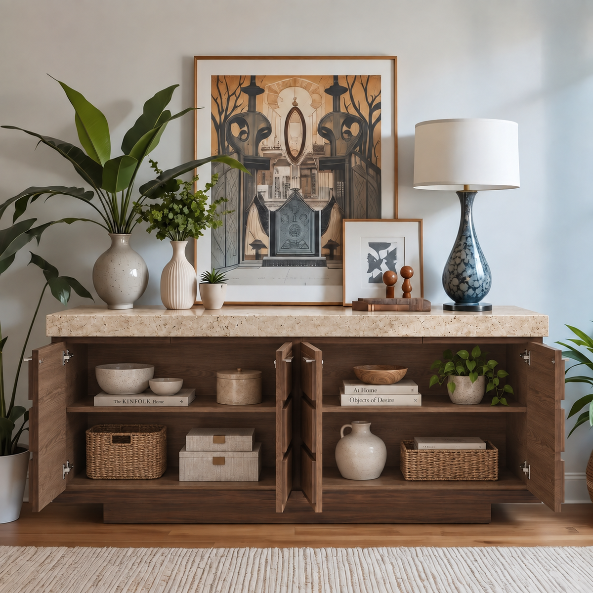 Blake Marble and Wood 8 Drawer Sideboard