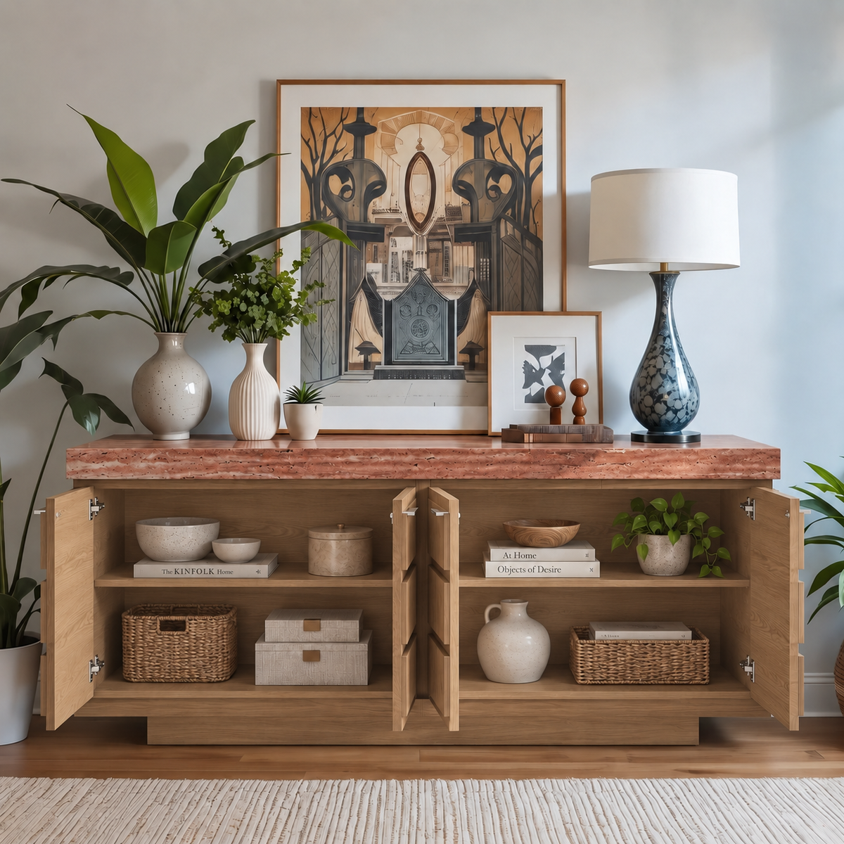 Blake Marble and Wood 8 Drawer Sideboard