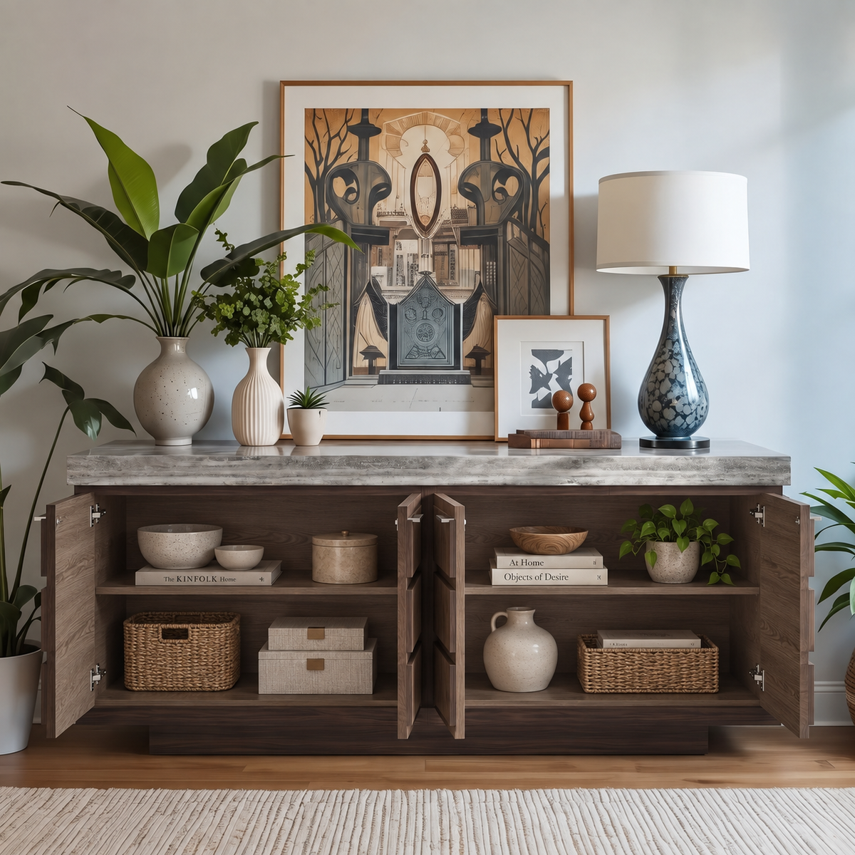 Blake Marble and Wood 8 Drawer Sideboard