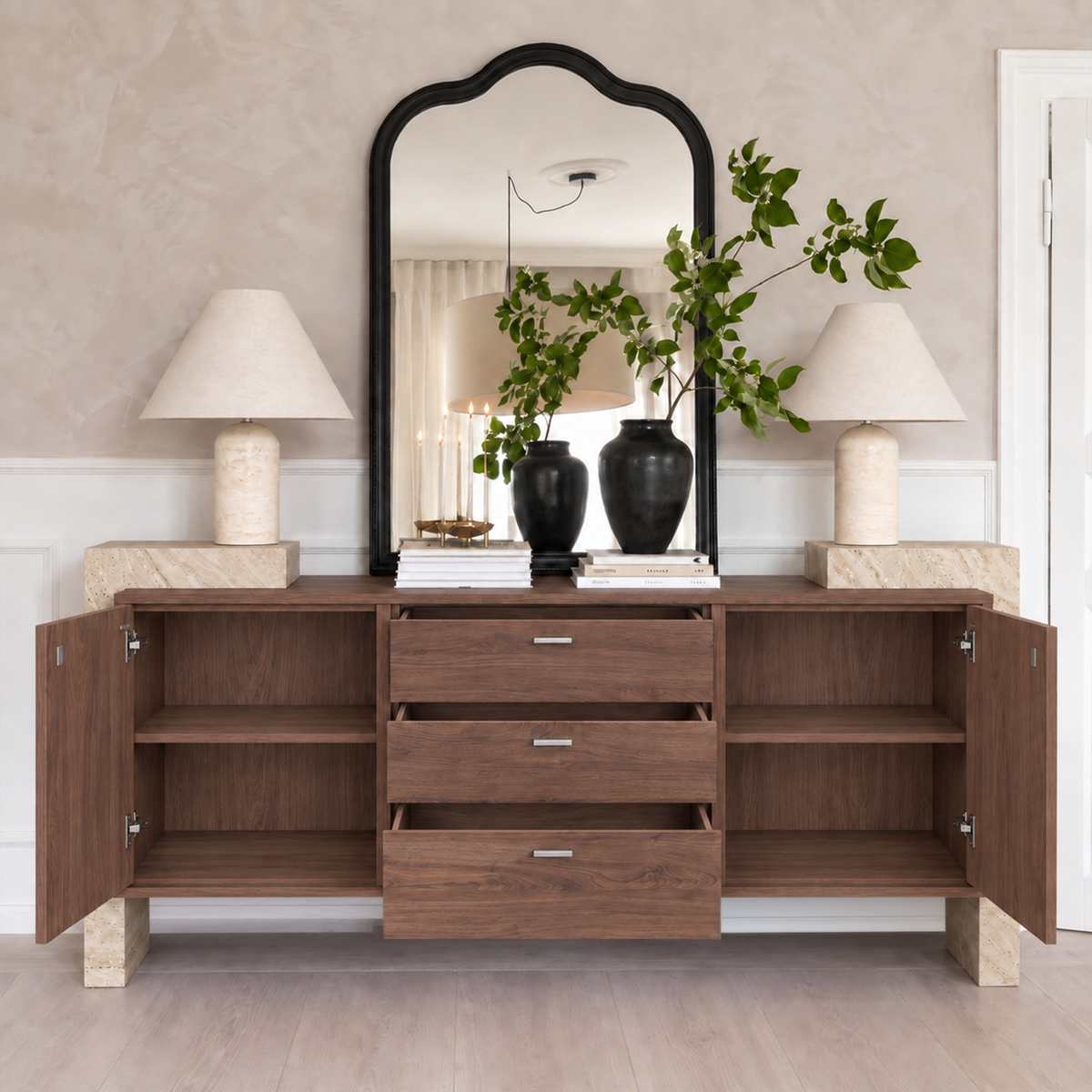 Mason Marble and Wood 2 Door 3 Drawer Sideboard