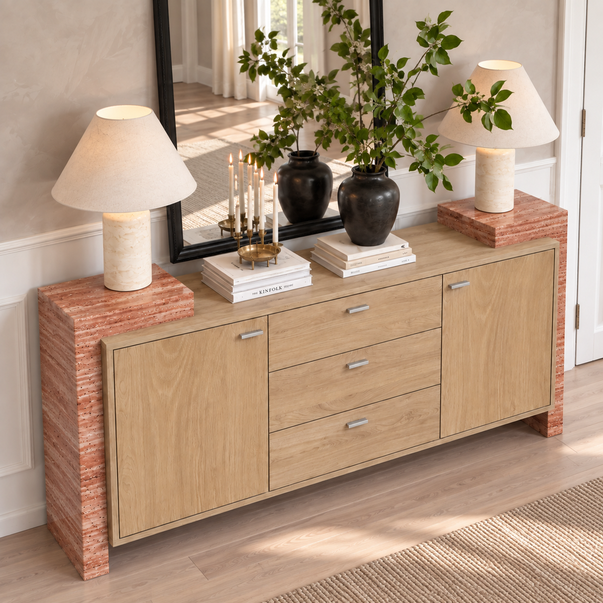 Mason Marble and Wood 2 Door 3 Drawer Sideboard