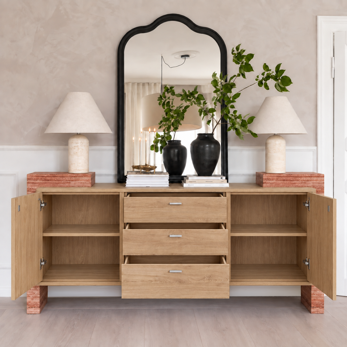 Mason Marble and Wood 2 Door 3 Drawer Sideboard