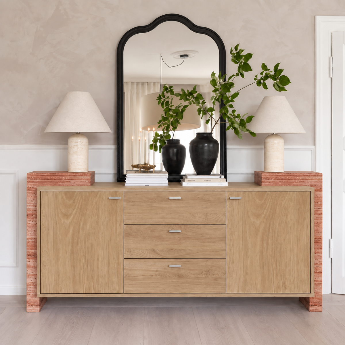 Mason Marble and Wood 2 Door 3 Drawer Sideboard