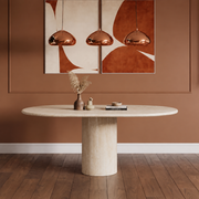 Lucera Cylinder Pedestal Marble Dining Table