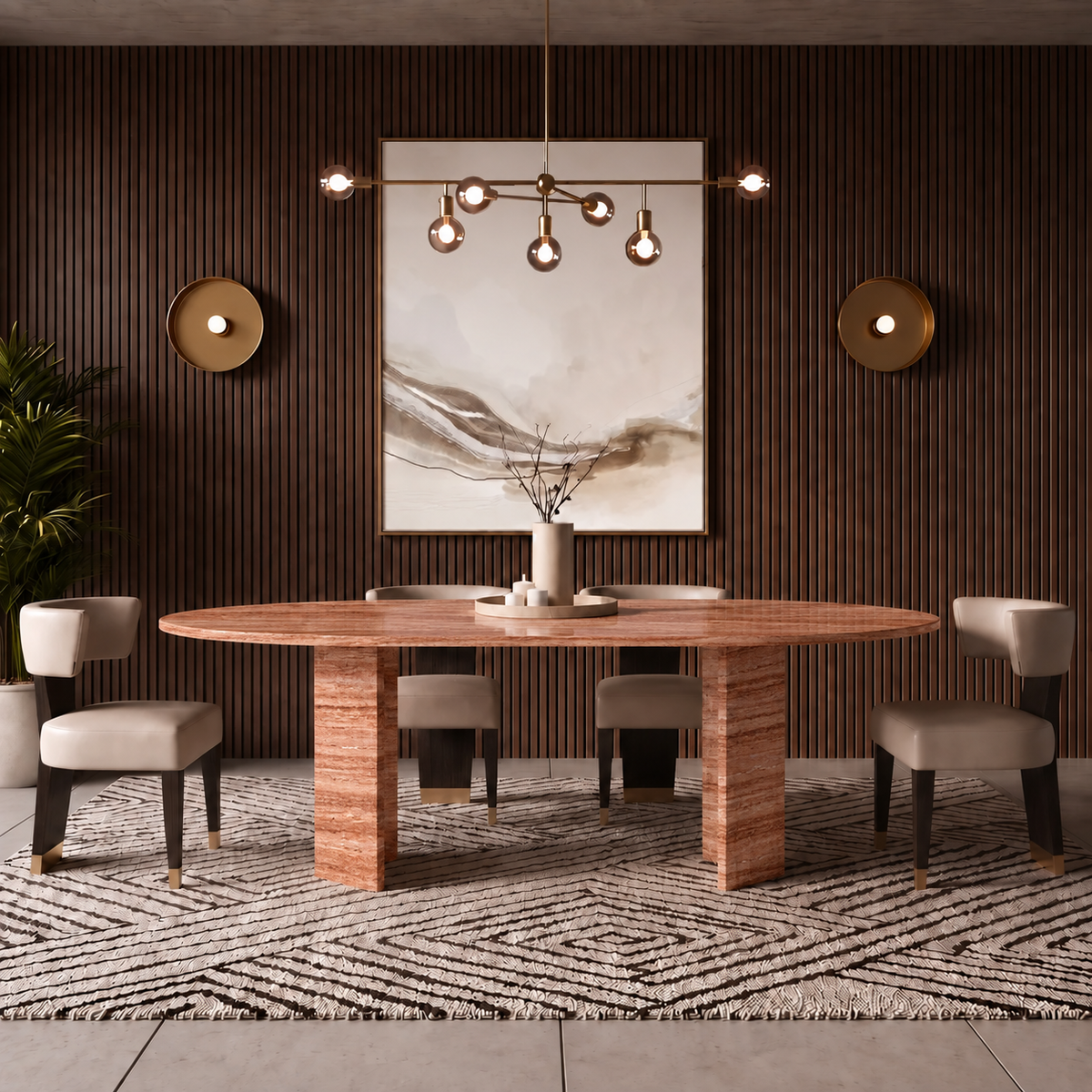 Max Twin Leg Marble Dining Table