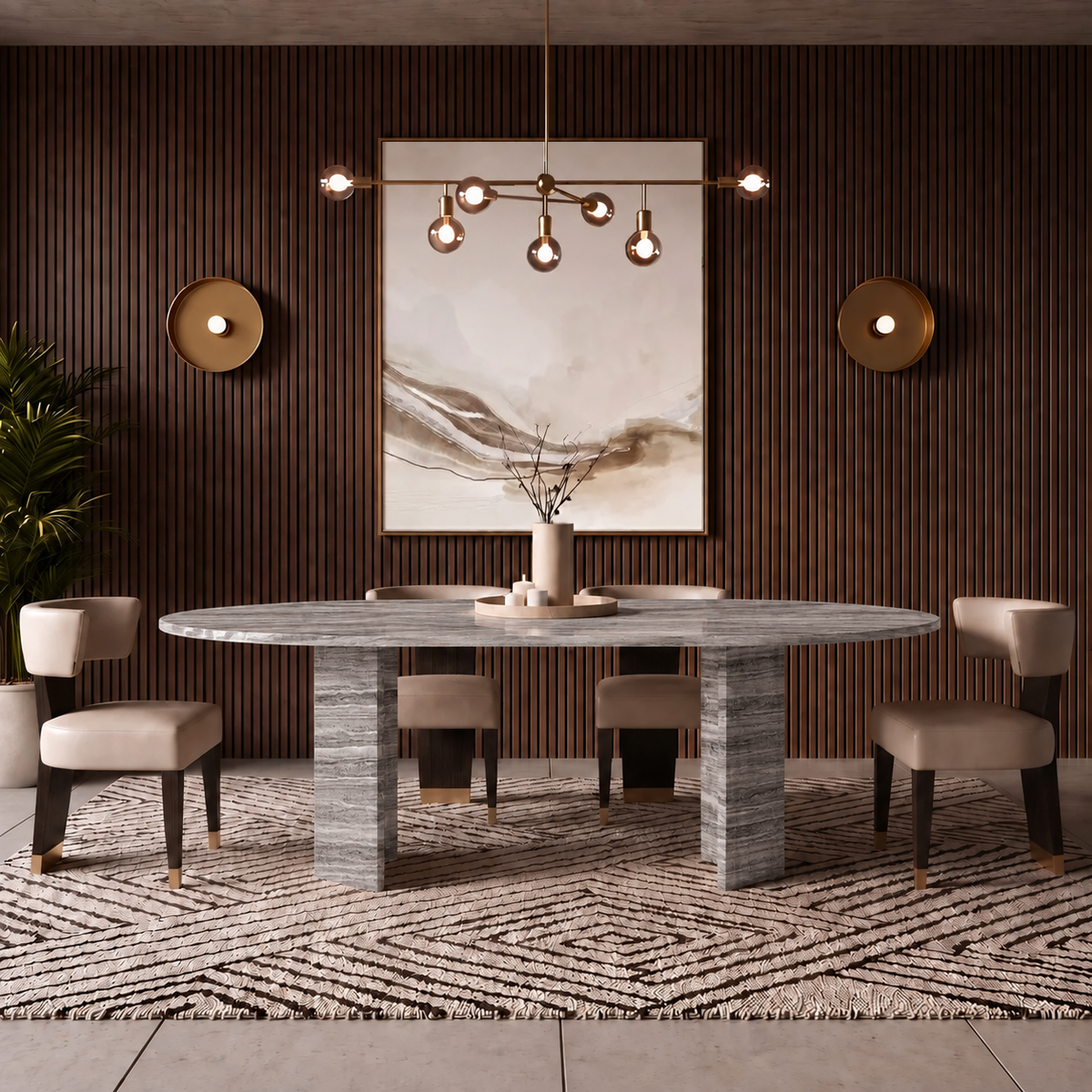 Max Twin Leg Marble Dining Table