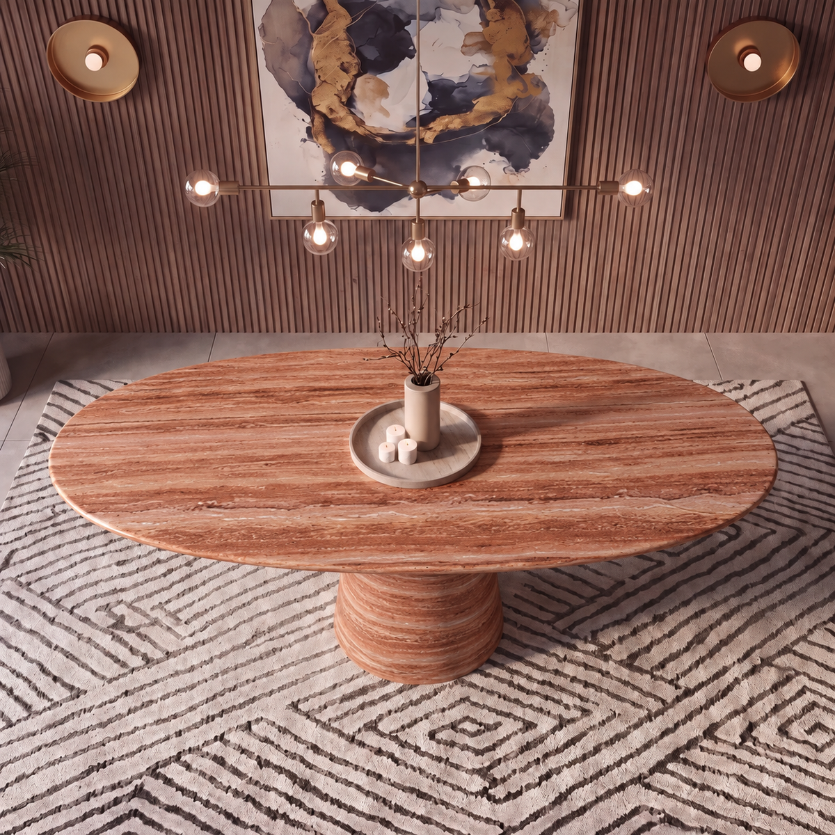 Matera Tapered Pedestal Marble Dining Table