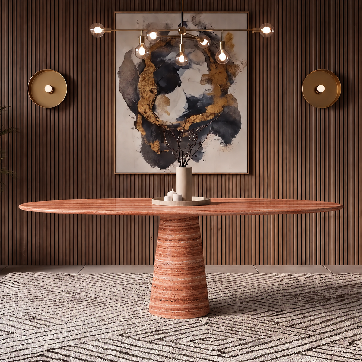 Matera Tapered Pedestal Marble Dining Table