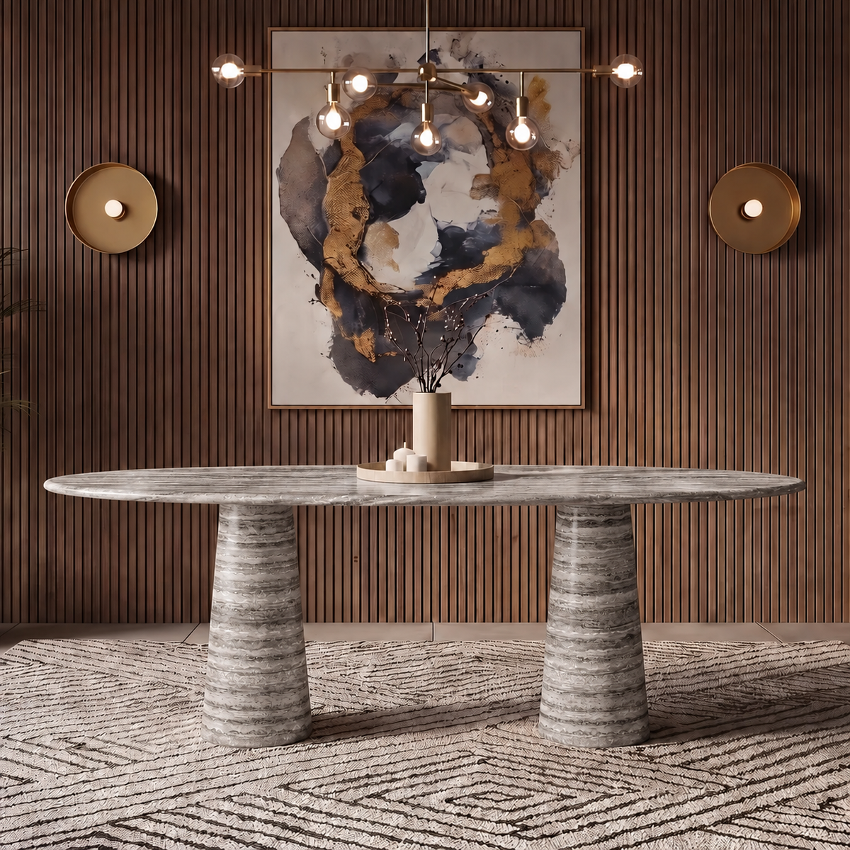 Verona Twin Pedestal Marble Dining Table