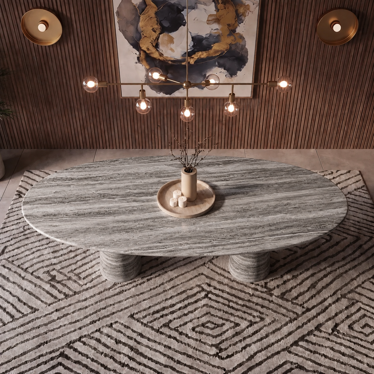 Verona Twin Pedestal Marble Dining Table