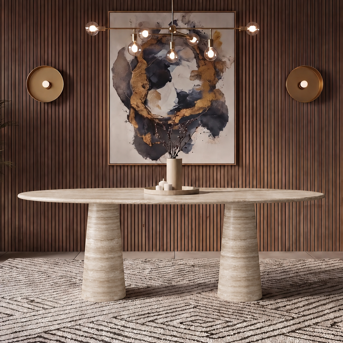 Verona Twin Pedestal Marble Dining Table