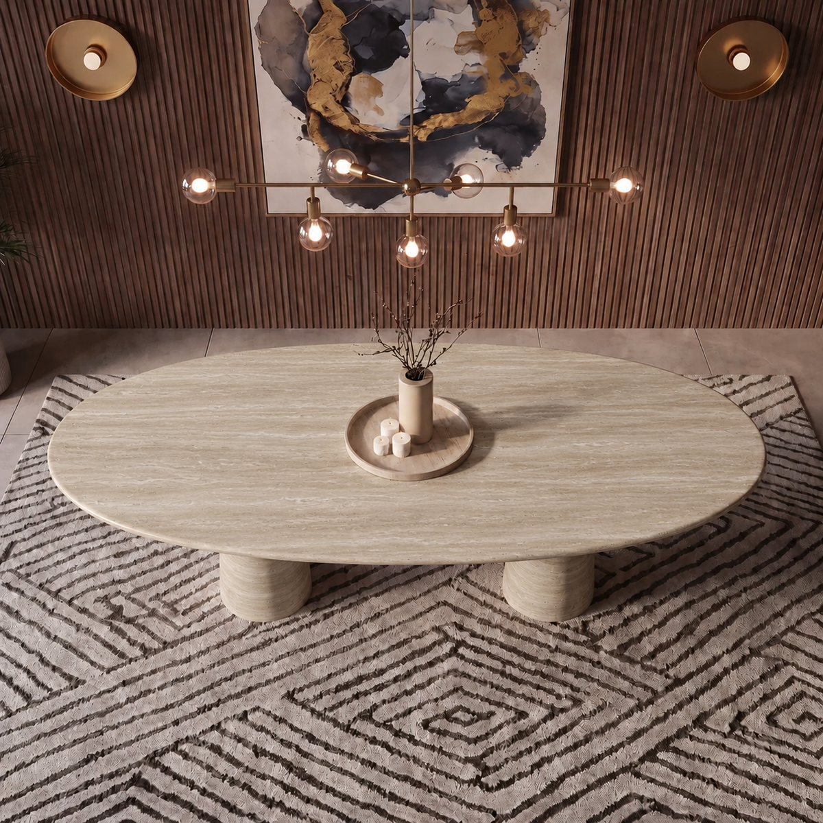 Verona Twin Pedestal Marble Dining Table