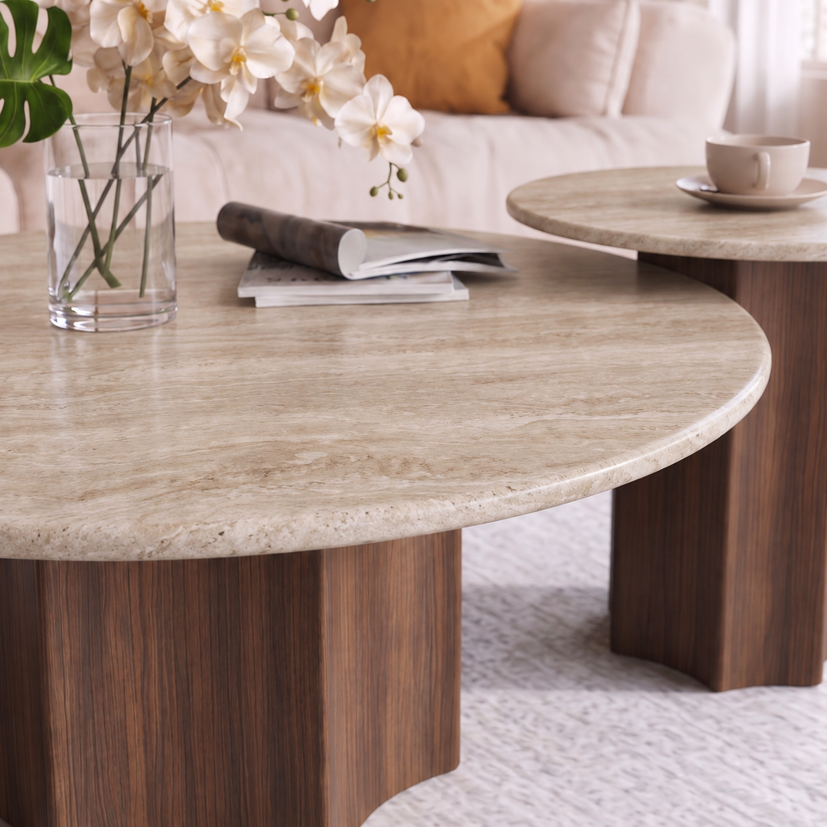 Ruby Nesting Marble Coffee Table Set