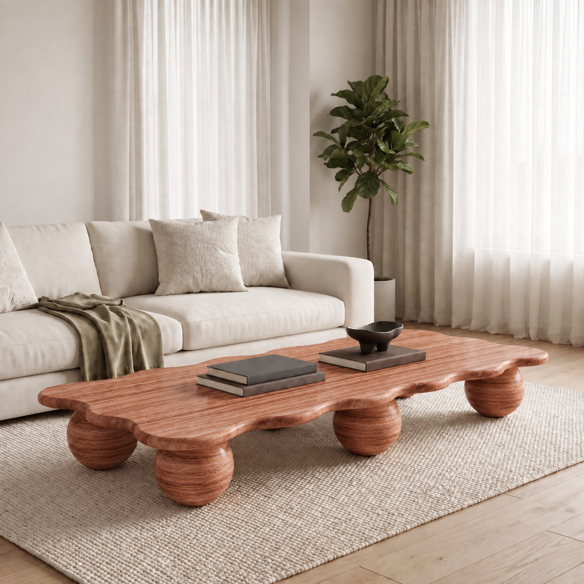 Olive Natural Travertine Coffee Table