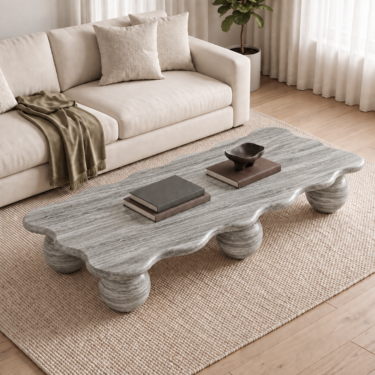 Olive Natural Travertine Coffee Table