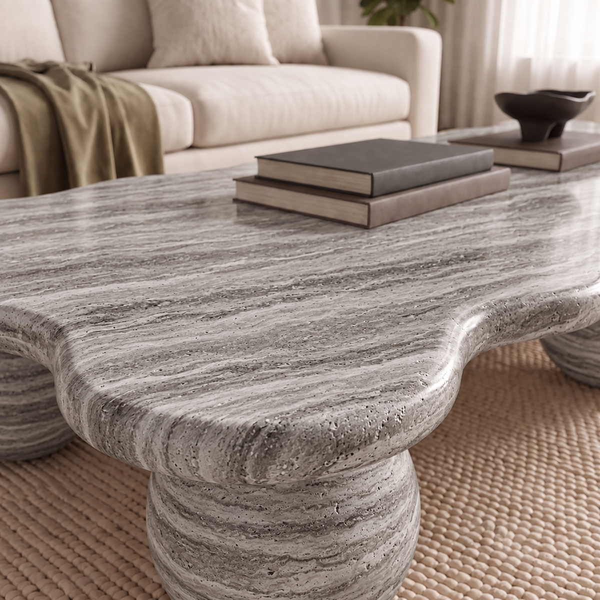 Olive Natural Travertine Coffee Table