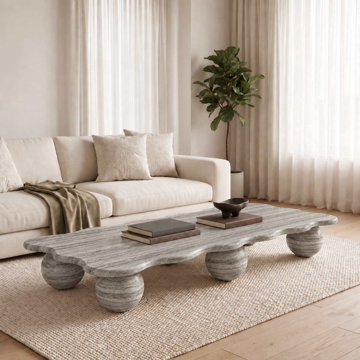 Olive Natural Travertine Coffee Table