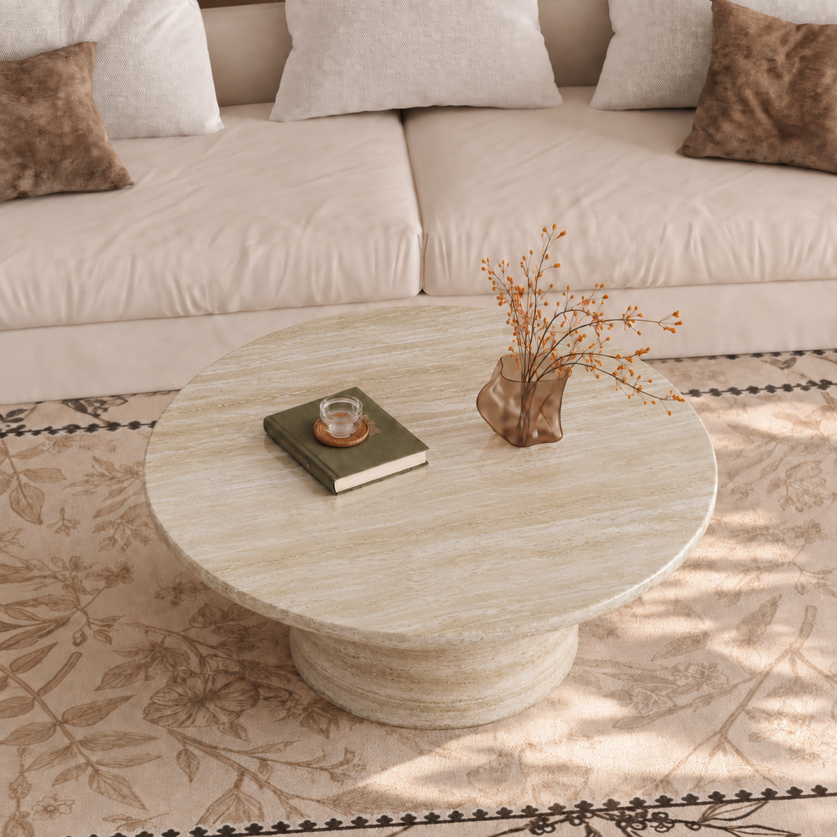 Luca Round Pedestal Marble Coffee Table
