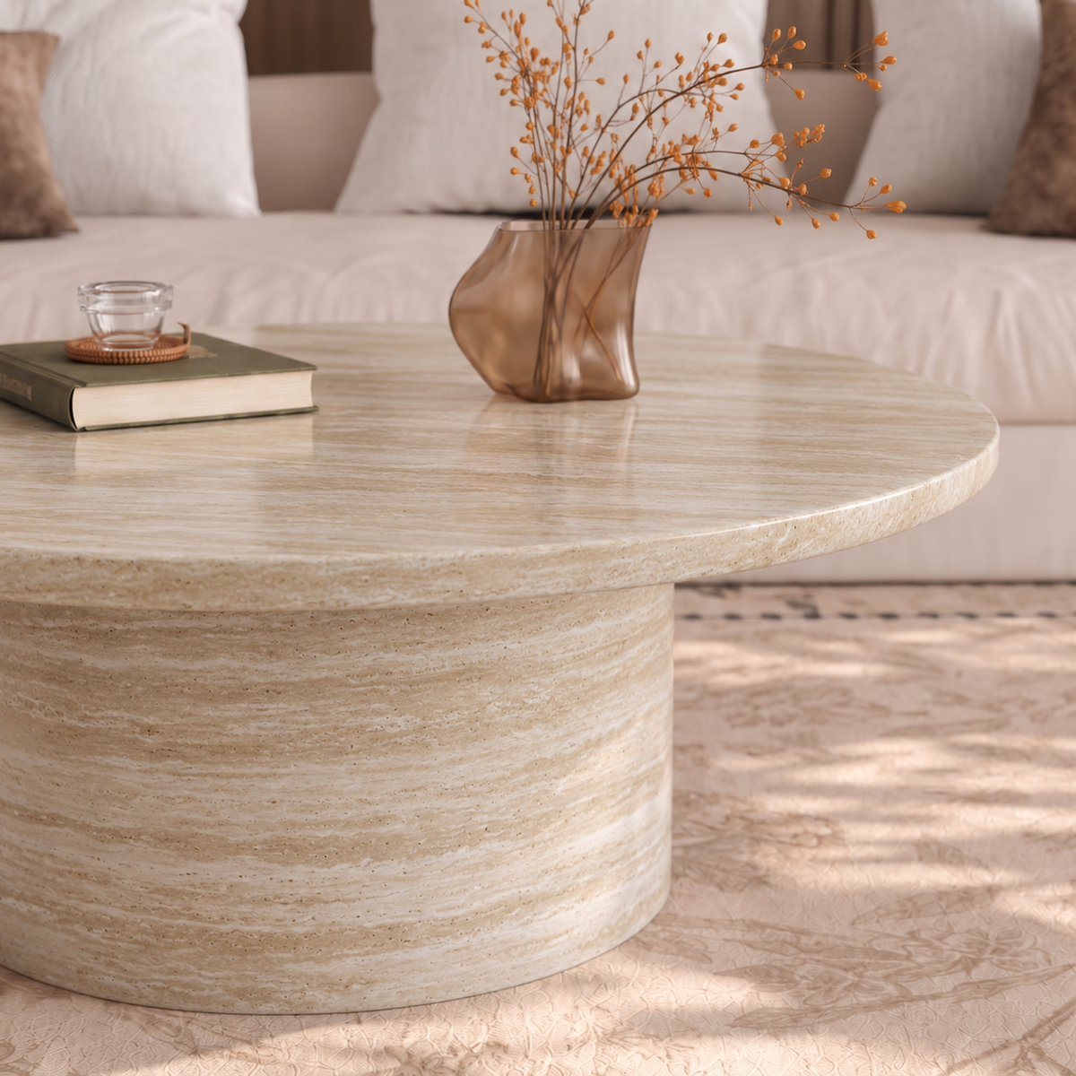 Luca Round Pedestal Marble Coffee Table