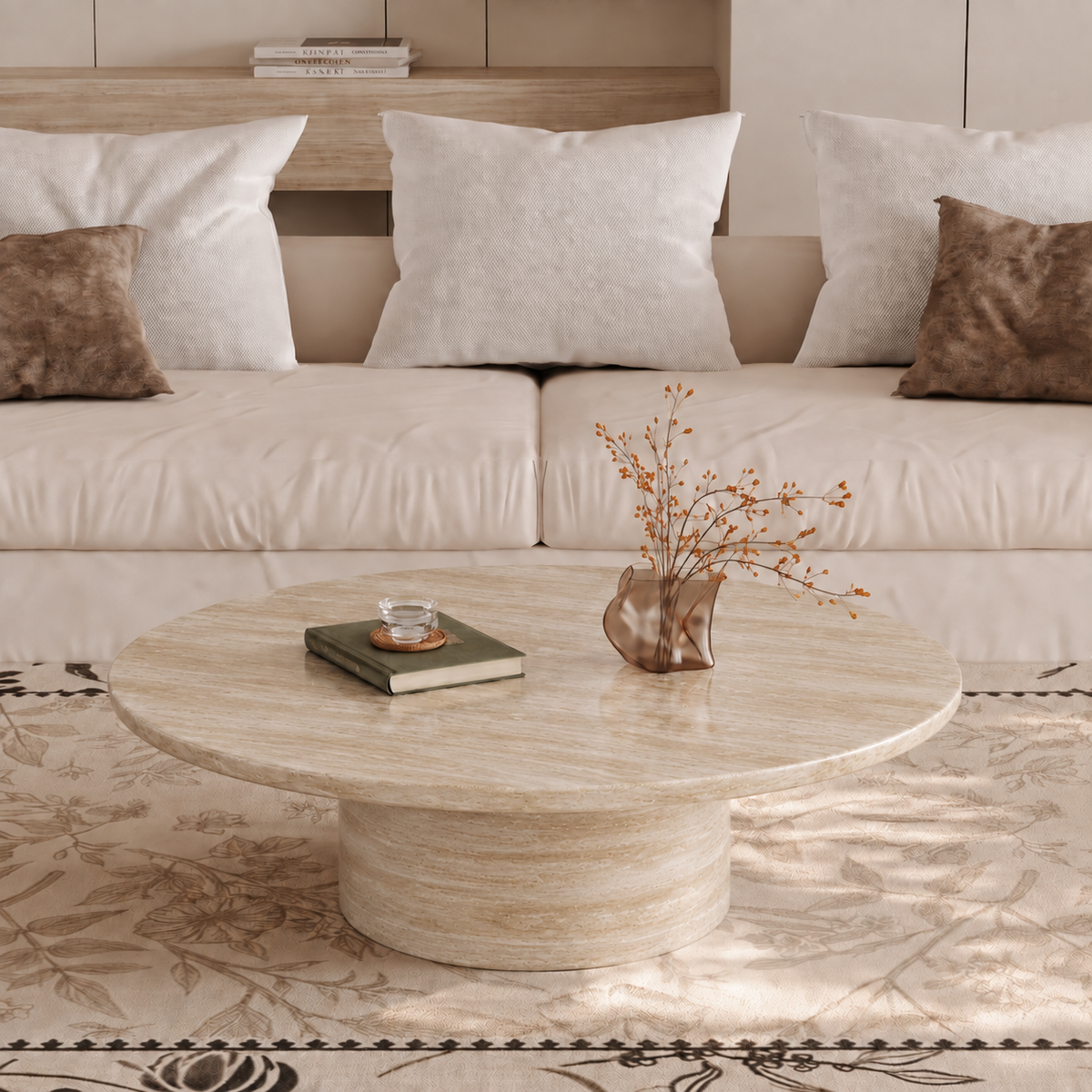 Luca Round Pedestal Marble Coffee Table