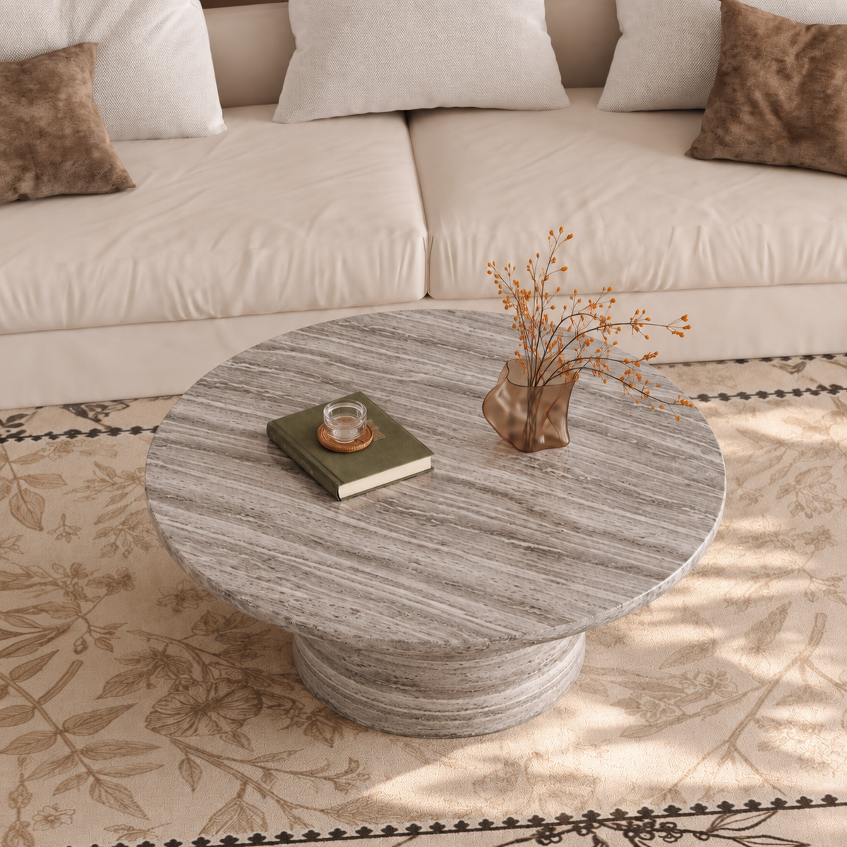 Luca Round Pedestal Marble Coffee Table