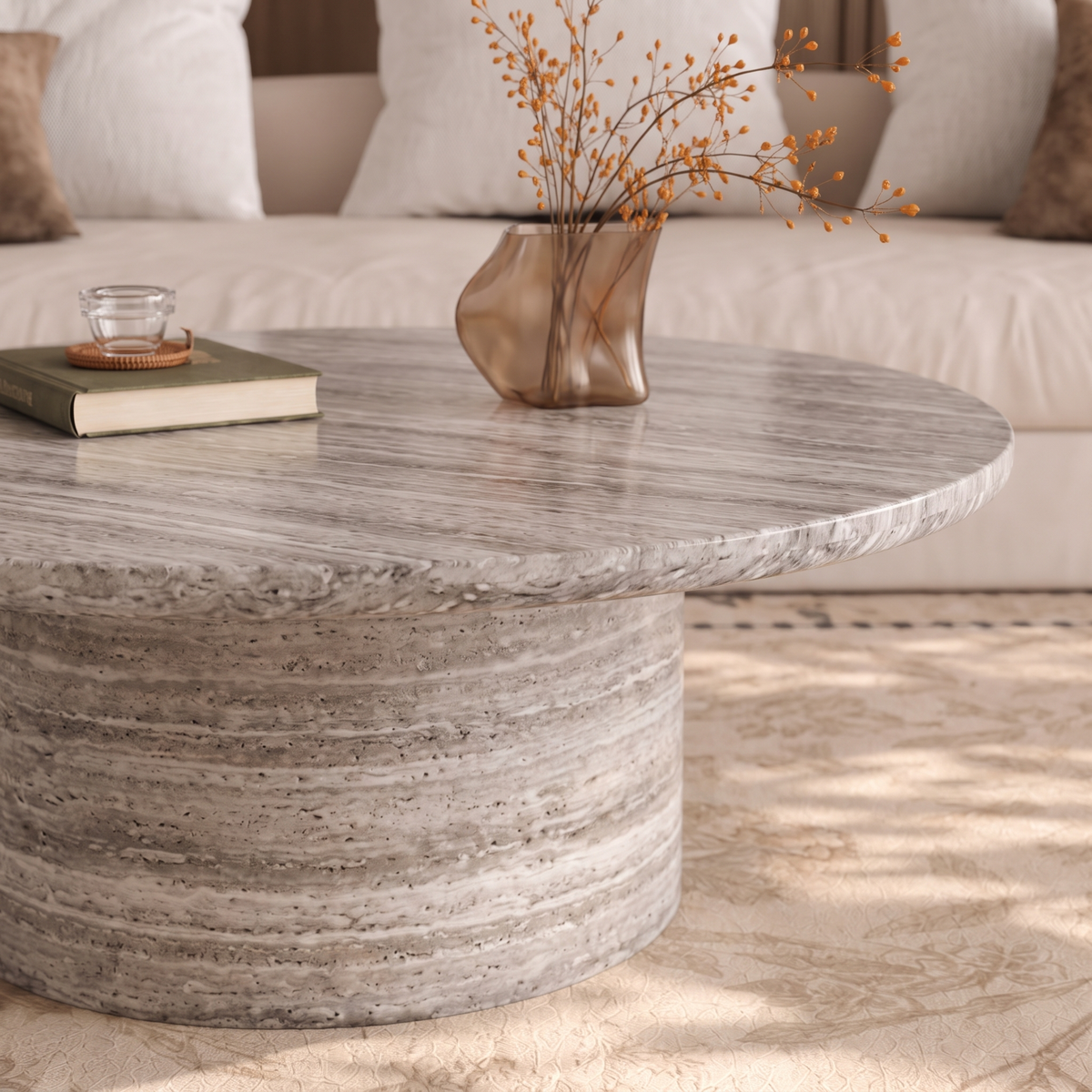 Luca Round Pedestal Marble Coffee Table