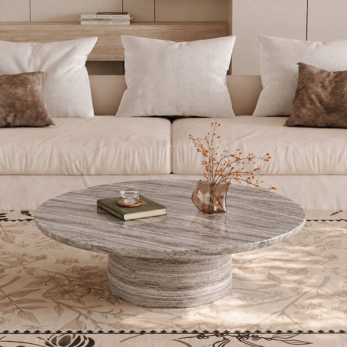 Luca Round Pedestal Marble Coffee Table