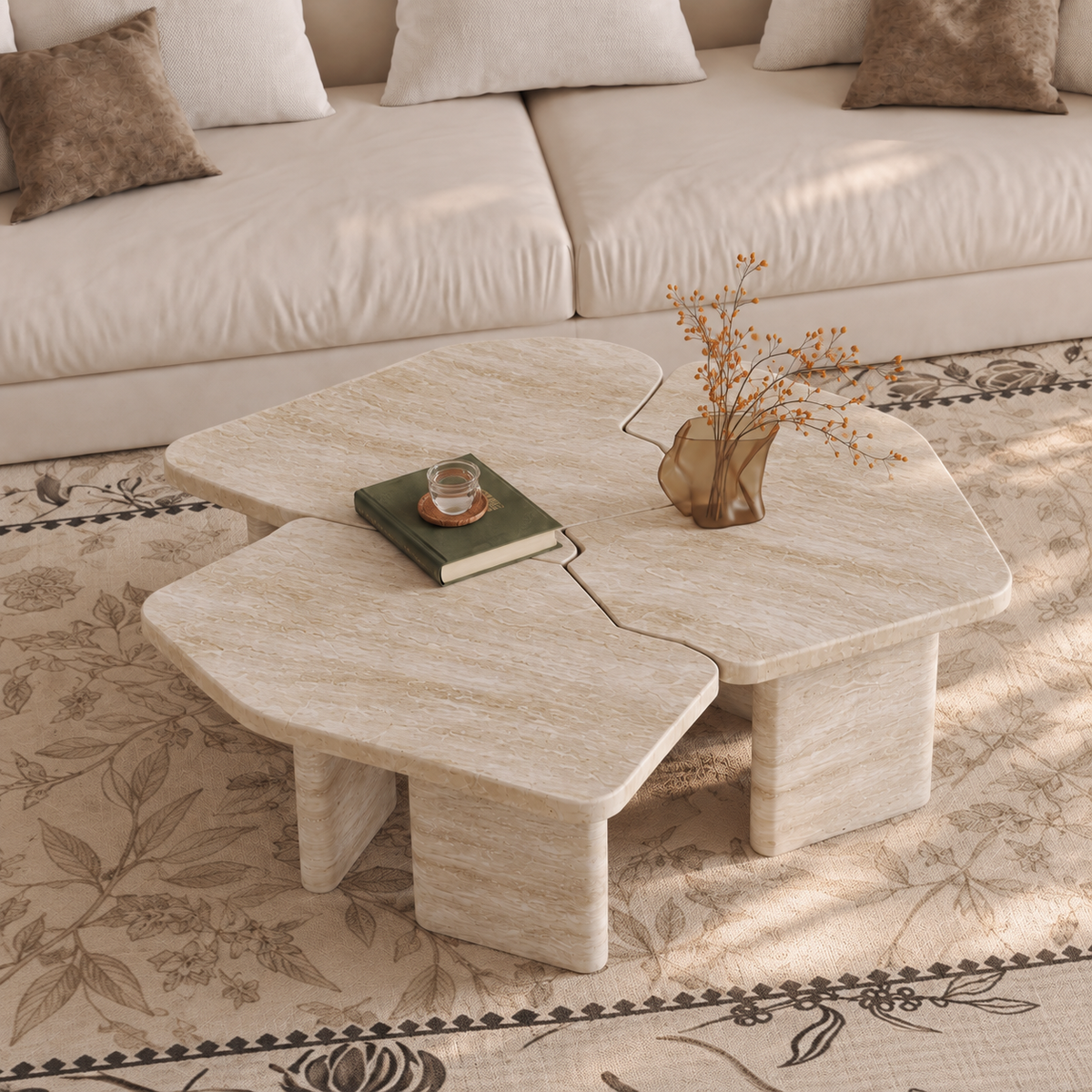 Nina Twin Marble Coffee Table Set