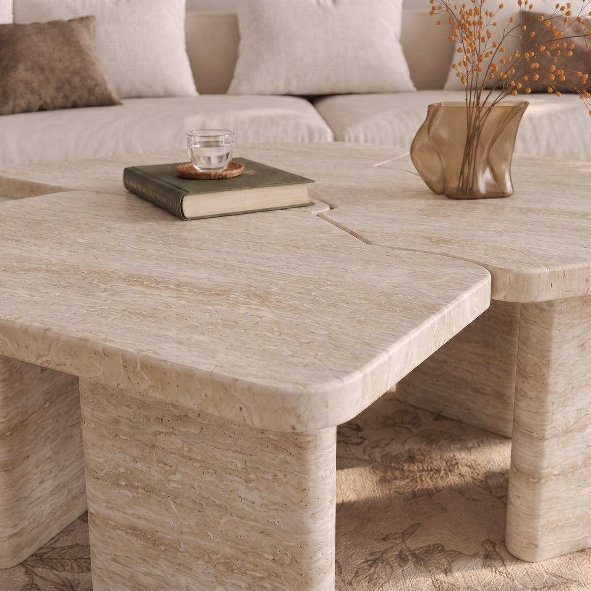 Nina Twin Marble Coffee Table Set