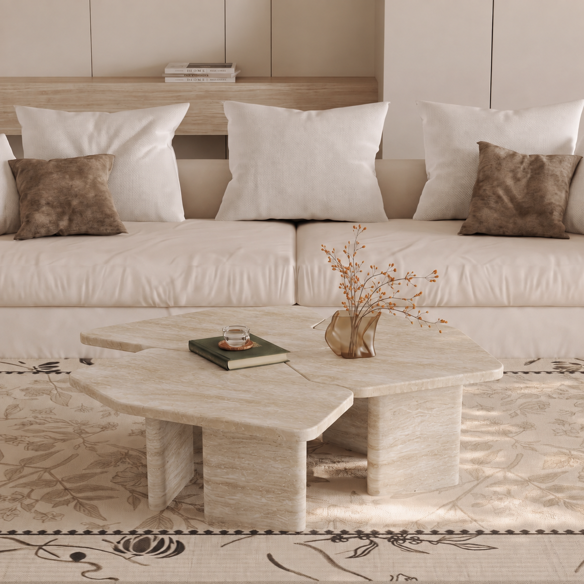Nina Twin Marble Coffee Table Set