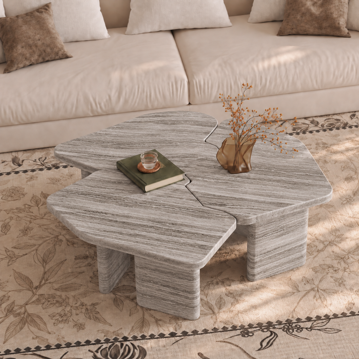 Nina Twin Marble Coffee Table Set