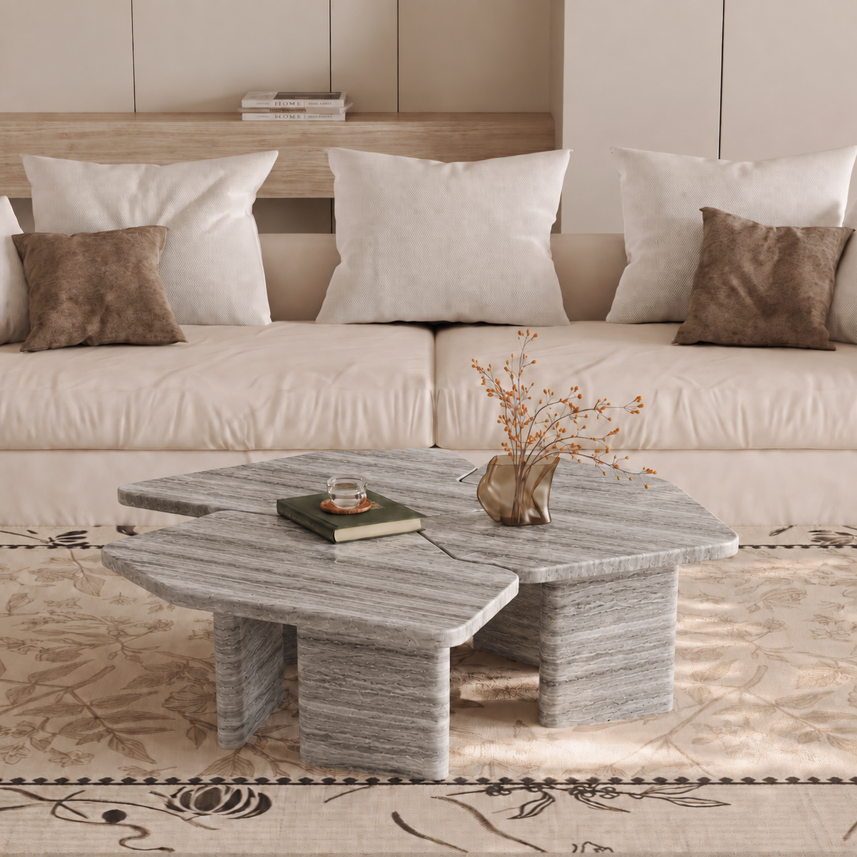 Nina Twin Marble Coffee Table Set