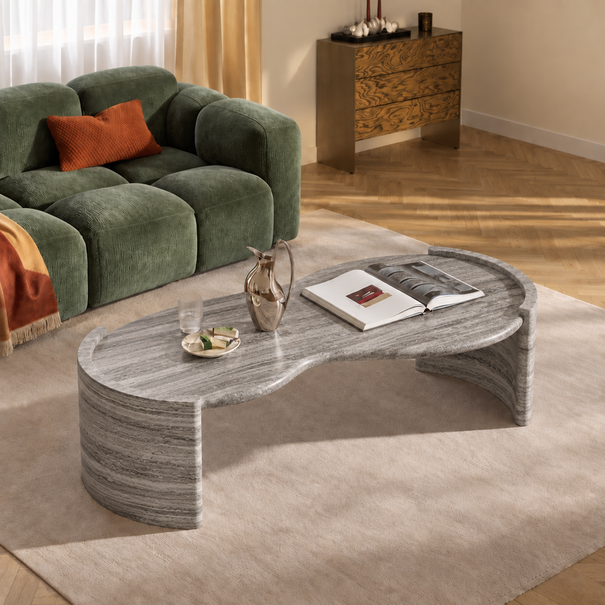 Nova Curved Marble Coffee Table