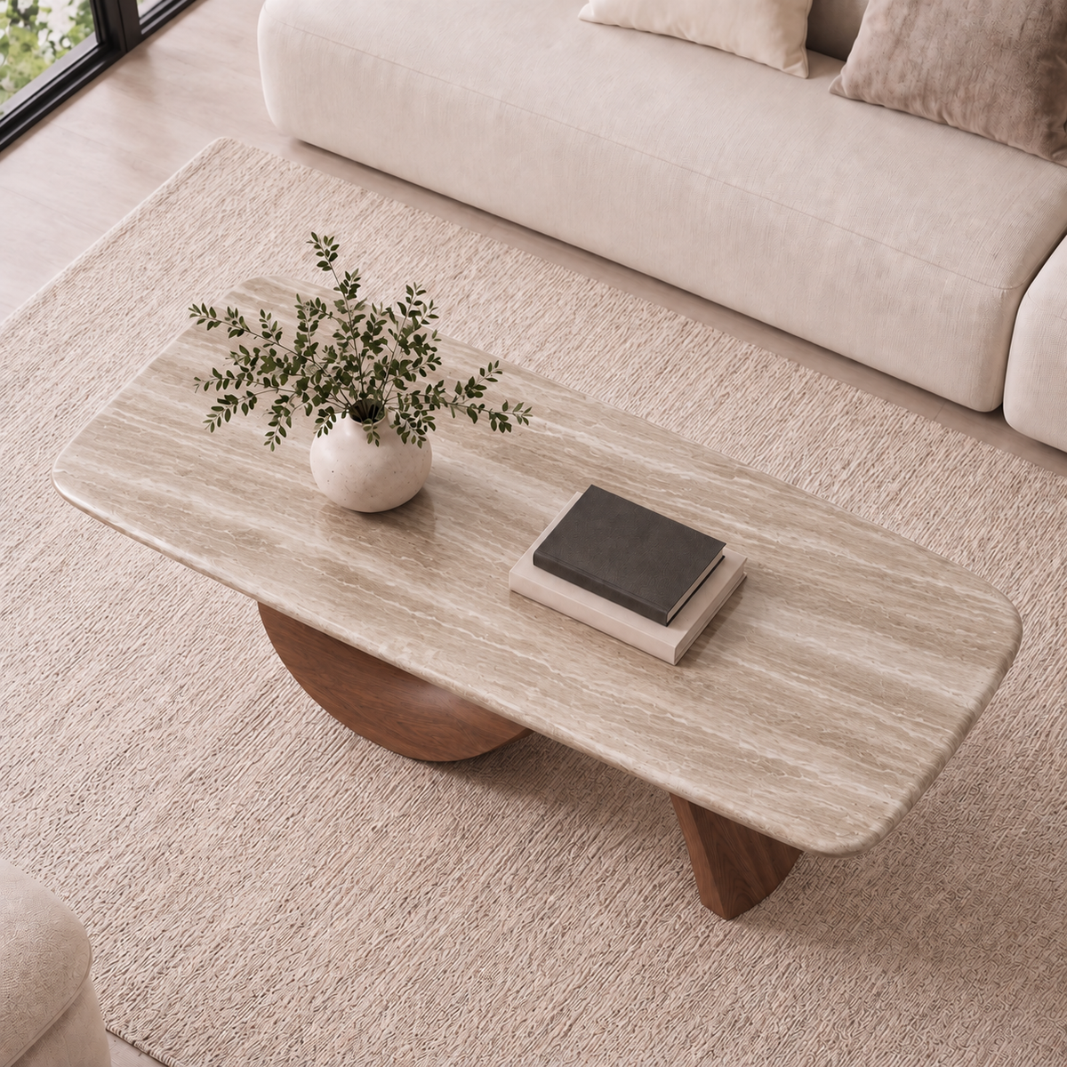 Nora Marble and Wood Coffee Table