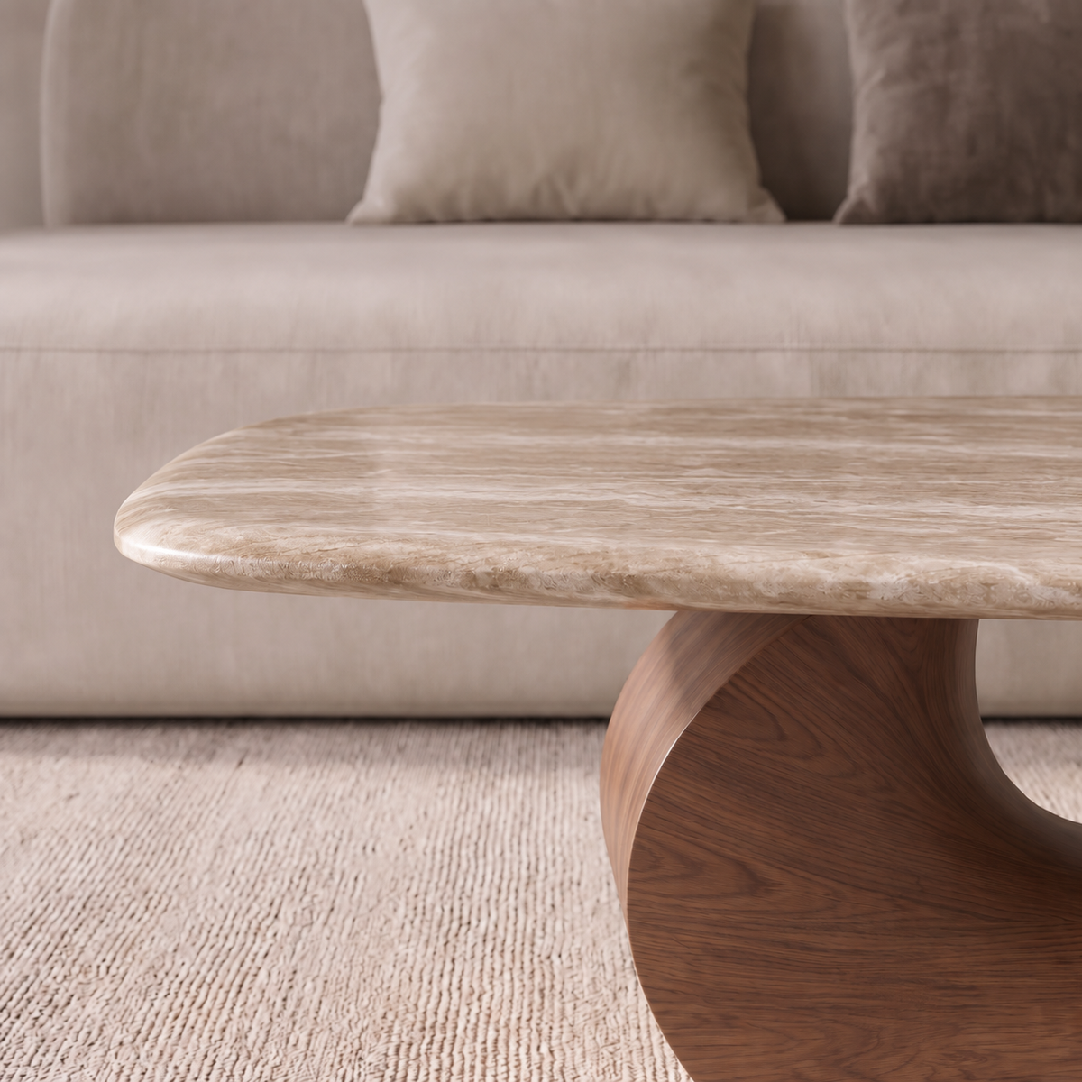 Nora Marble and Wood Coffee Table