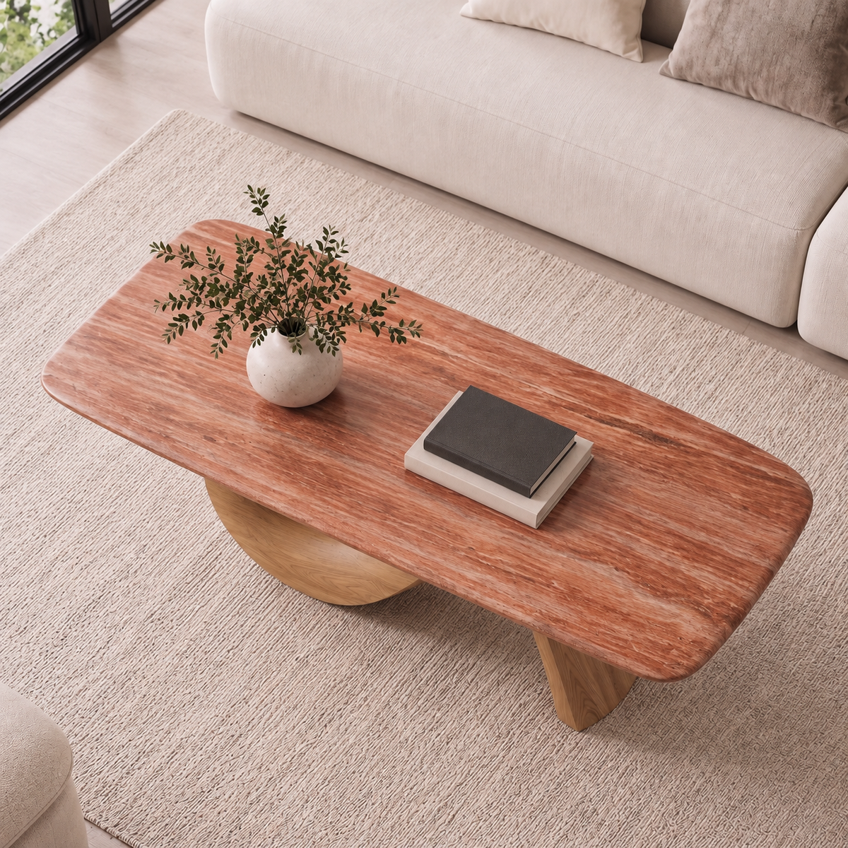 Nora Marble and Wood Coffee Table