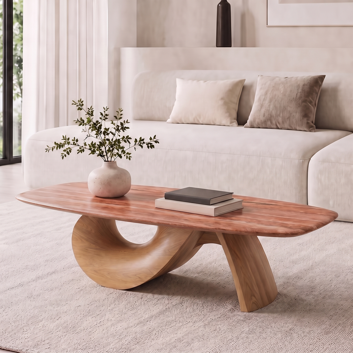Nora Marble and Wood Coffee Table