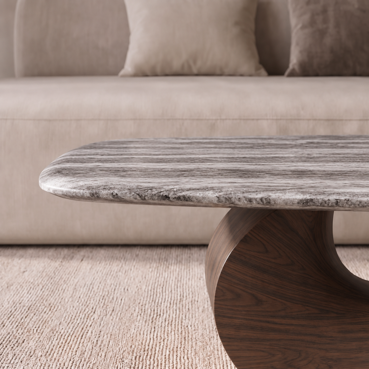 Nora Marble and Wood Coffee Table