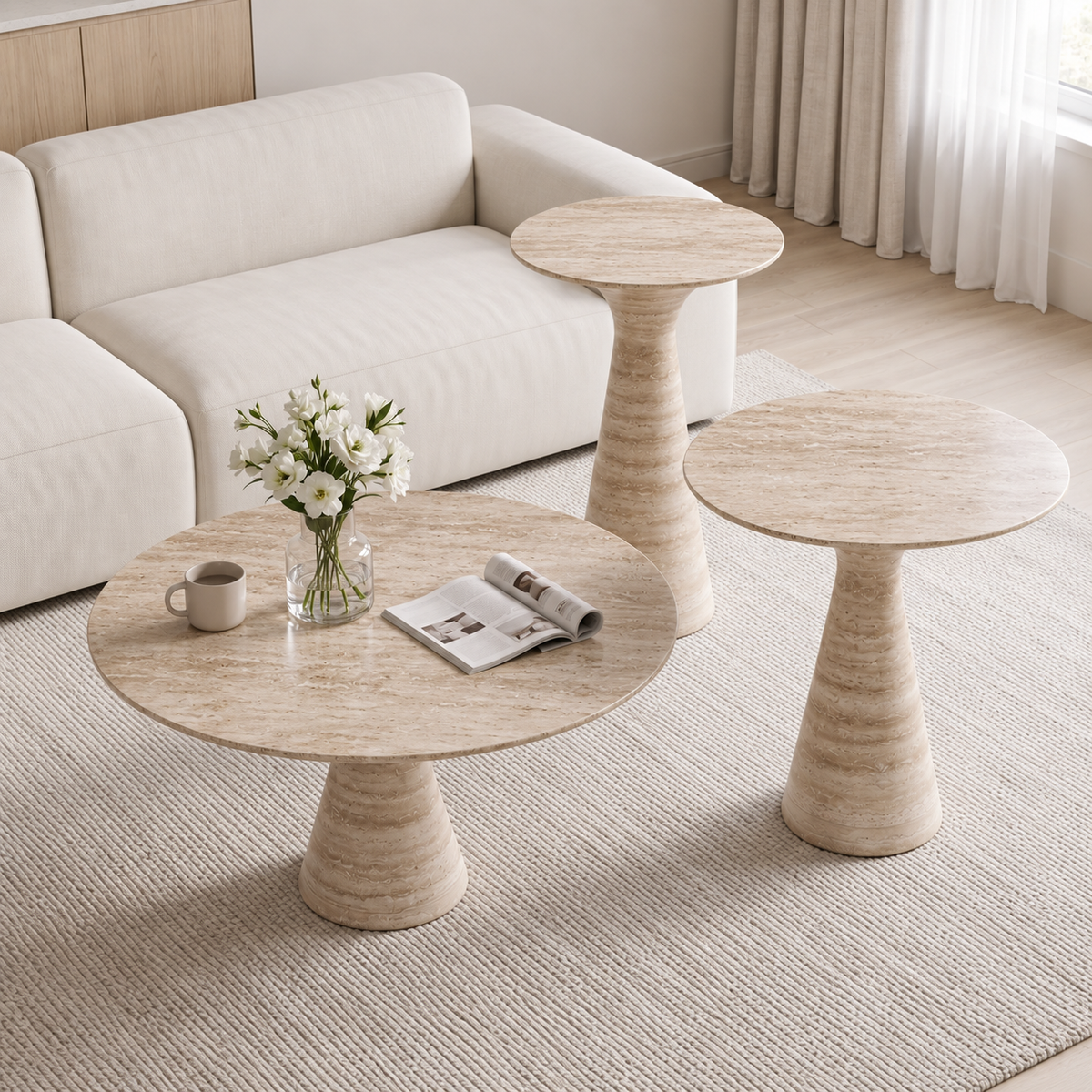 Isla 3 Piece Marble Coffee Table Set