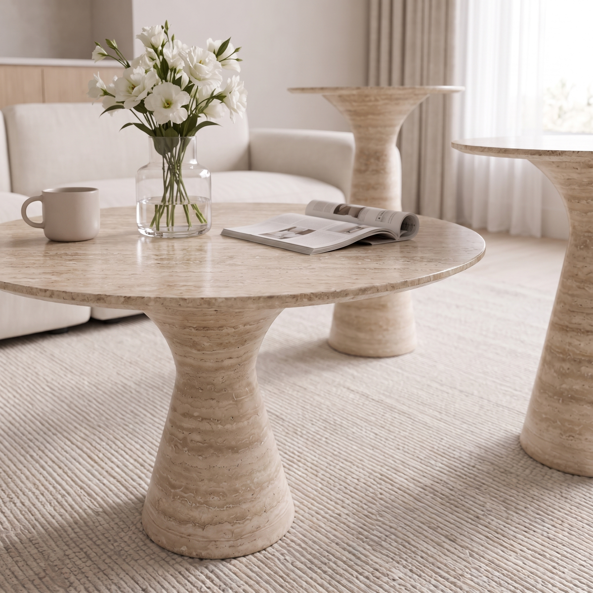 Isla 3 Piece Marble Coffee Table Set