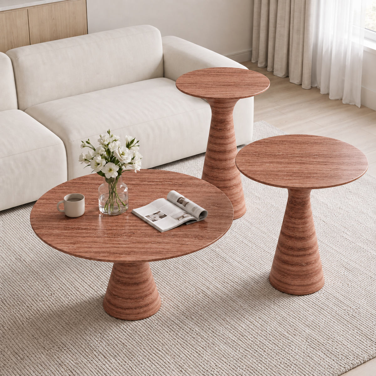 Isla 3 Piece Marble Coffee Table Set