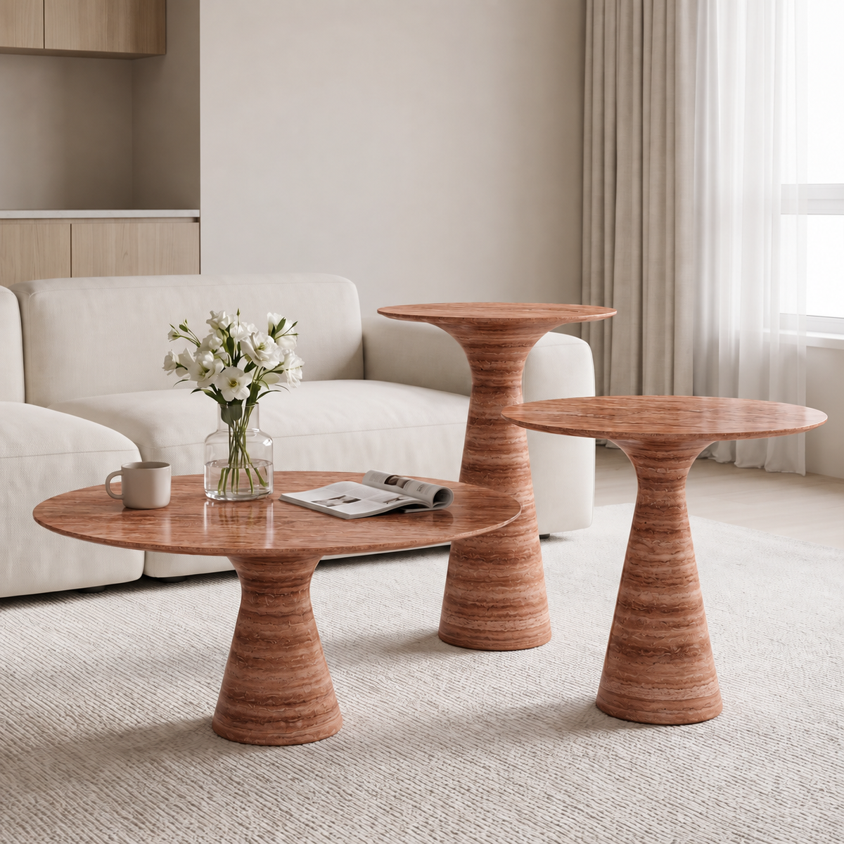 Isla 3 Piece Marble Coffee Table Set