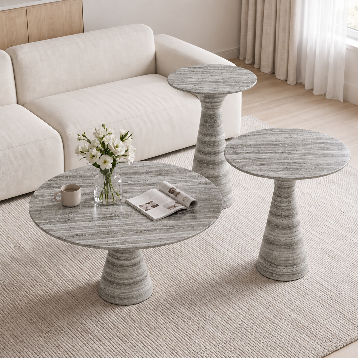 Isla 3 Piece Marble Coffee Table Set
