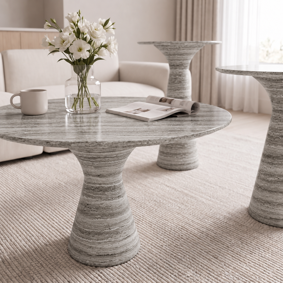 Isla 3 Piece Marble Coffee Table Set