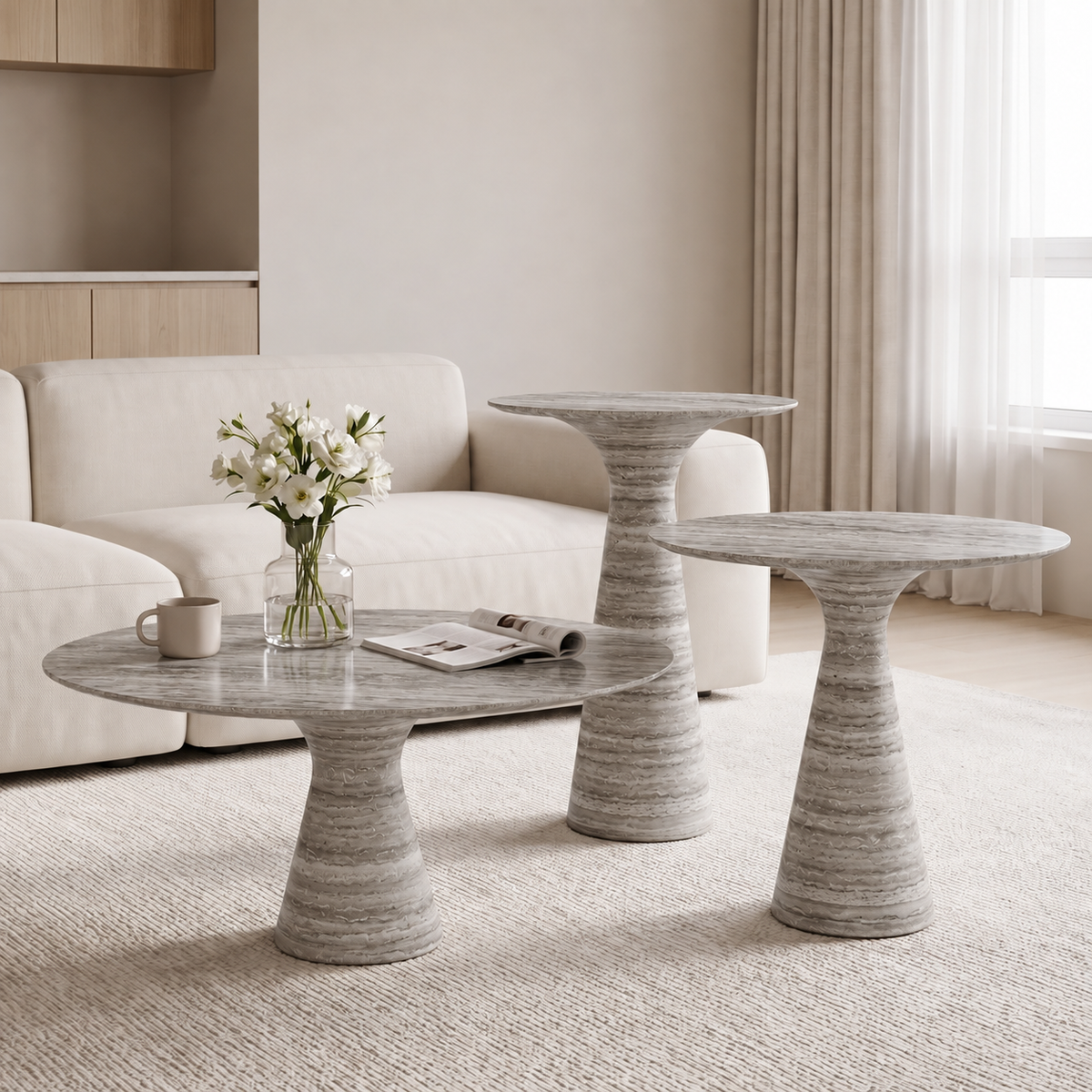Isla 3 Piece Marble Coffee Table Set