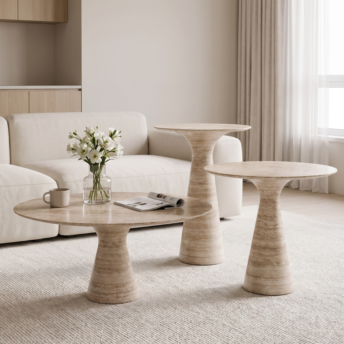 Isla 3 Piece Marble Coffee Table Set