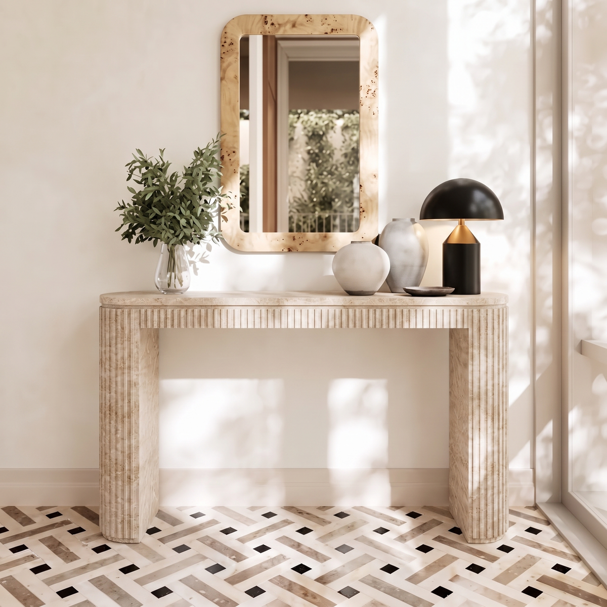 Finn Fluted Frame Marble Console Table