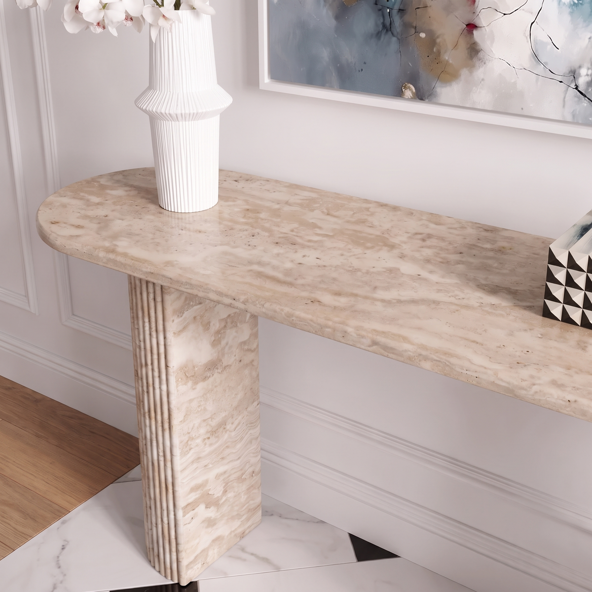 Ellis Fluted Leg Marble Console Table
