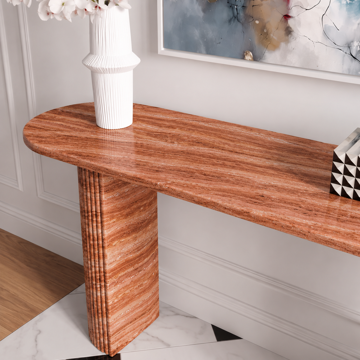 Ellis Fluted Leg Marble Console Table