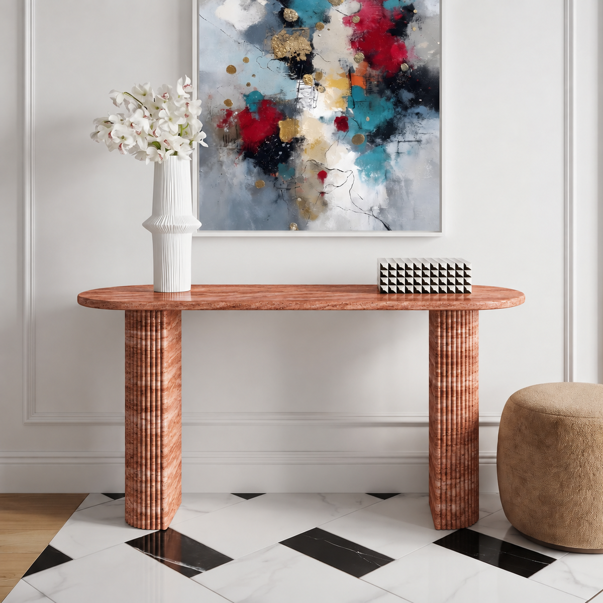Ellis Fluted Leg Marble Console Table